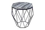 Design bijzettafel DIAMOND 50cm grijs marmer zwart metaal -, Ophalen of Verzenden, Nieuw