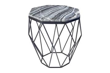 Design bijzettafel DIAMOND 50cm grijs marmer zwart metaal -, Huis en Inrichting, Tafels | Salontafels, Ophalen of Verzenden, Nieuw