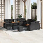 vidaXL Tuinbankenset 13 pcs Zwart poly rattan, Verzenden, Nieuw, Rotan, 3 zitplaatsen