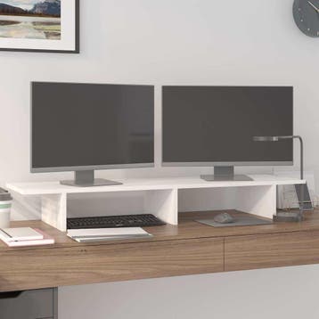 vidaXL Monitorstandaard 100x27x15 cm massief grenenhout wit, Verzenden, Nieuw