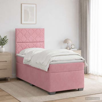 vidaXL Boxspringbed met matras met hoofdeinde Roze 80 x 200, Verzenden, Nieuw, Eenpersoons, Stof