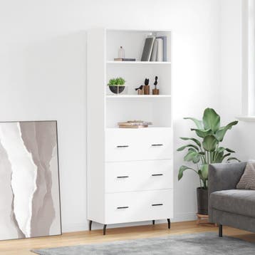 vidaXL buffetkast 69,5x34x180 cm bewerkt hout wit, Huis en Inrichting, Kasten | Buffetkasten, Verzenden, Nieuw, 50 tot 100 cm