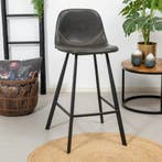 50% Korting: Industriële barkruk Logan antraciet eco-leer 70, Ophalen, Zo goed als nieuw, Leer