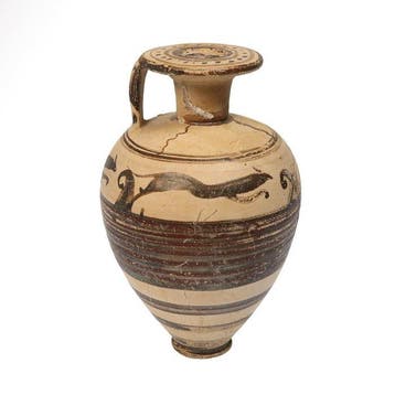 Korinthisch Terracotta Aryballos met dieren