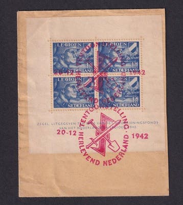 Nederland 1942 - Legioenblok met speciaal roodstempel, Gestempeld