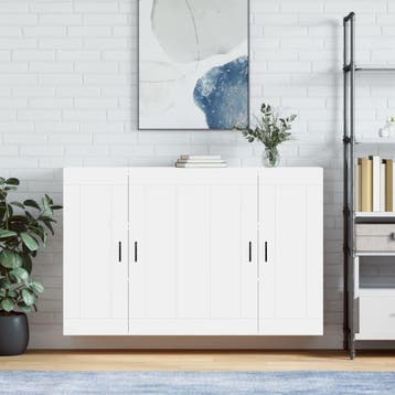 vidaXL Hangkasten 2 st bewerkt hout wit, Minder dan 50 cm, Verzenden, Nieuw, Minder dan 100 cm