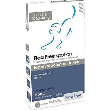 Flea Free Spot-On Hond 20-40 kg 3 pipetten (Hondenvoer), Verzenden, Hond