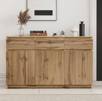 Houten Sideboard met 3 Deuren en 3 Lades - 135x40x81 cm, Huis en Inrichting, Verzenden, Nieuw