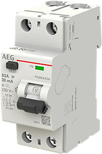 AEG aardlekschakelaar / 2-polig, 30mA, 63A / 2CSF702156R1630, Ophalen of Verzenden, Nieuw, Groepenkast