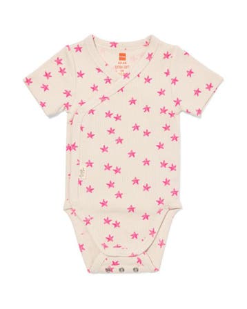 HEMA Newborn meegroei overslagromper rib ecru, Verzenden, Nieuw
