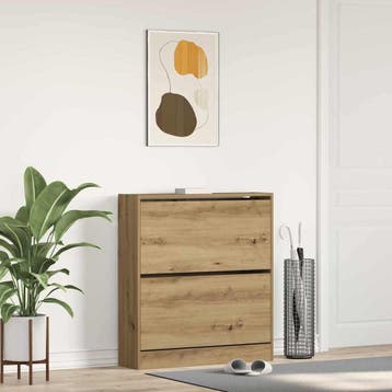 vidaXL Schoenenkast 80 x 21 x 87,5 cm Bewerkt hout Gerookt, Huis en Inrichting, Verzenden, Nieuw