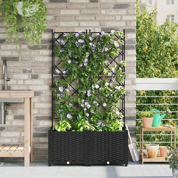 vidaXL Plantenbak 2 st Zwart 80 x 40 x 143 cm PP, Verzenden, Nieuw, Minder dan 60 cm, 60 cm of meer
