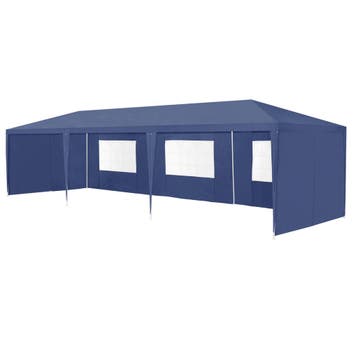 Paviljoen partytent met 8 zijwanden 9x3x2,55 m donkerblauw, Tuin en Terras, Partytenten, Verzenden, Nieuw