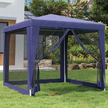vidaXL Partytent met 4 mesh zijwanden 2,5x2,5 m HDPE blauw, Verzenden, Nieuw, Partytent