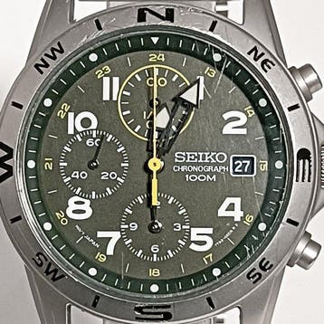 Seiko - Chronograph 100M Watch - Green Dial - Zonder