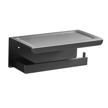 Aluminium Toiletrolhouder - Zwart - Toiletrol Houder - Badka, Verzamelen, Verzenden, Nieuw