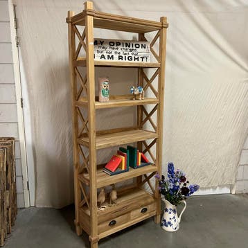 Boekenkast teak - 5 planken en 2 lades - Gratis bezorgd, Teakhout, Nieuw, Landelijk, Met lade(s)