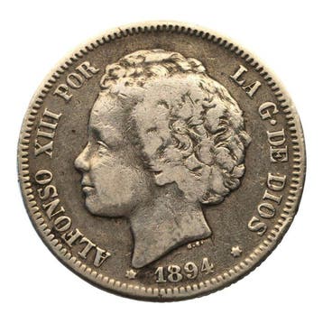 Spanje. 2 Pesetas Alfonso XIII 1894 Madrid