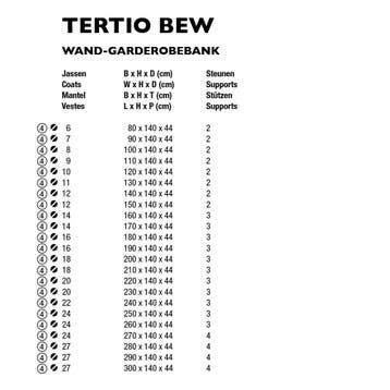 Functionals Tertio BEW wand-garderobebank, Verzenden, Nieuw in verpakking