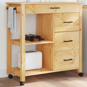vidaXL Keukentrolley MONZA 84x40x88,5 cm massief grenenhout, Verzenden, Nieuw