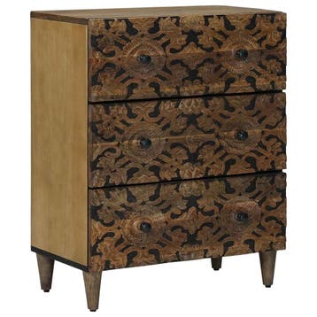 vidaXL Opslag Dressoir Bruin 60 x 33,5 x 75 cm Massief Mango, Huis en Inrichting, Kasten | Overige, Verzenden, Nieuw