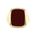 Gouden zegelring met lagensteen carneool 14 krt, Sieraden, Tassen en Uiterlijk, Ringen, Ophalen of Verzenden, Nieuw