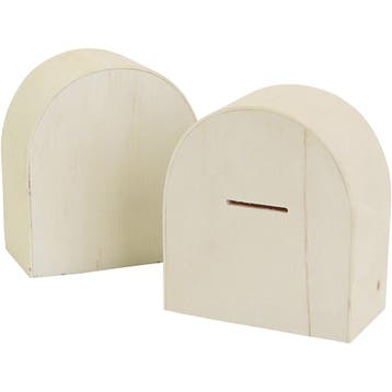 Houten spaarpot, afm 10x9 cm, 12 stuk/ 1 doos, Nieuw