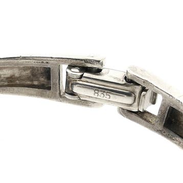 Zilveren robuuste fantasie/slavenarmband; Maat M, Sieraden, Tassen en Uiterlijk, Armbanden, Ophalen of Verzenden, Gebruikt, Zilver