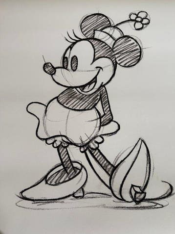 Disney - Prent: “Minnie Mouse - Sketched, Disney”. - 80 x 60