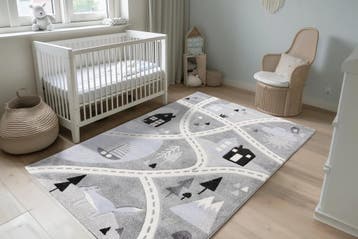 Speelkleed | Happy | Plattegrond | Zilver | 160x230 cm, Verzenden, Nieuw