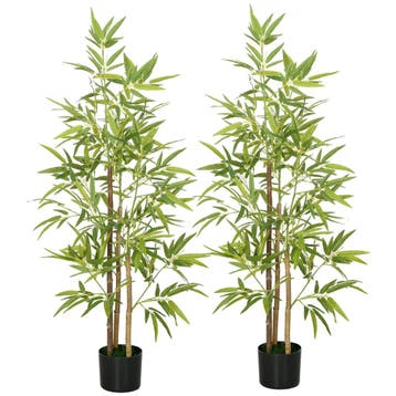 Bambus-Kunstbaum 2er-Set, 3 Stämme, Pflegeleicht, 120 Cm, Ze, Verzenden, Nieuw