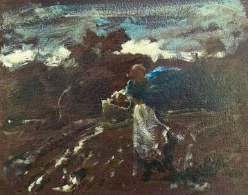 Jean-François Millet (1814-1875), Circle of - Peasant Girl, Antiek en Kunst