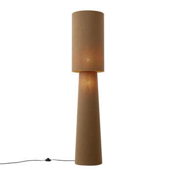 Japandi vloerlamp bruin teddy stof 2-lichts - Trompet, Verzenden, Nieuw, Japandi