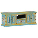 vidaXL Tv-meubel 110x30x40 cm massief mangohout blauw, 100 tot 150 cm, Verzenden, Nieuw, Minder dan 100 cm