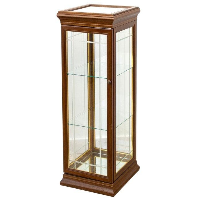 Vitrinekast - vloerstaande kolom - Hout, Glas - spiegelglas, Antiek en Kunst, Curiosa en Brocante