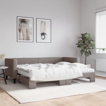 vidaXL Slaapbank met onderschuifbed en matrassen 80x200 cm, Eenpersoons, Verzenden, Nieuw, 80 cm