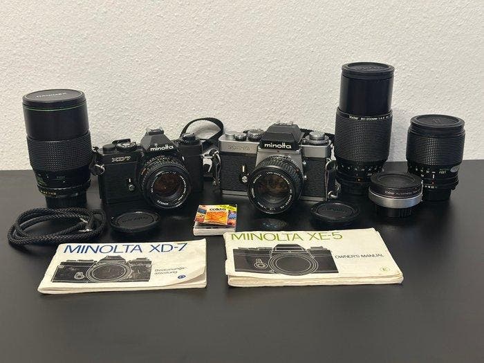 Minolta, Vivitar, Hanimex XD-7 Black / XE-5 + 5 lenses +, Audio, Tv en Foto, Fotocamera's Analoog
