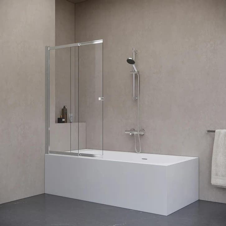 Badwand 100x150cm 2 delige schuifdeur 5mm Nano glas chroom, Doe-het-zelf en Verbouw, Sanitair, Verzenden