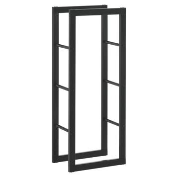 [en.casa] Brandhout rek houtopslag Täby zwart 40x25x100 cm, Verzenden