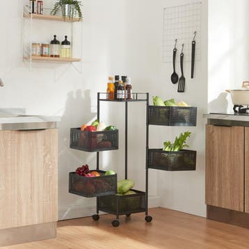[en.casa] Keukentrolley Sunndal met 5 manden 94,5x27x27 cm z, Verzenden