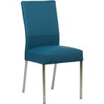 Leren eetkamerstoel Real - Hermes Turquoise (blauw) - Poten, Huis en Inrichting, Stoelen, Ophalen of Verzenden, Nieuw, Leer, Industrieel, Modern