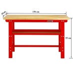 Werkbank rood 150 cm met hardhouten blad, Ophalen of Verzenden, Nieuw