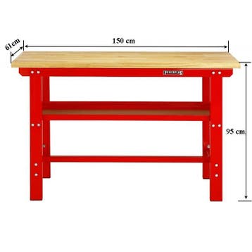 Werkbank rood 150 cm met hardhouten blad, Ophalen of Verzenden, Nieuw
