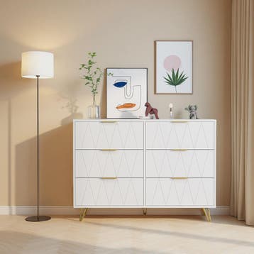 Moderne Witte Ladekast 100x34x73 cm met 6 Lades - Stijlvolle, Verzenden, Nieuw