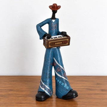 sculptuur, Decorative Blue musician Playing Keyboard