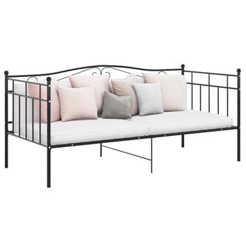 vidaXL Slaapbank metaal zwart 90x200 cm, 90 cm, Eenpersoons, Verzenden, Zwart
