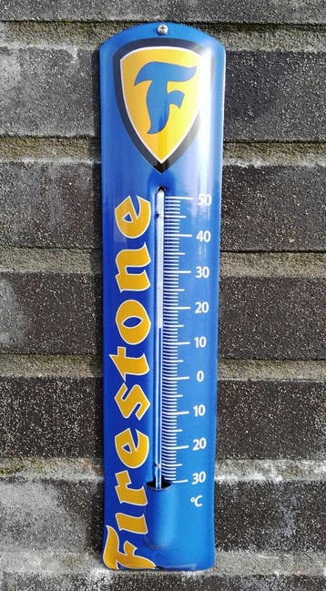 Emaille thermometer Firestone, Verzamelen, Merken en Reclamevoorwerpen, Verzenden, Nieuw