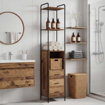 vidaXL Badkamerkast Oud hout 40 x 36 x 200,5 cm Bewerkt hout, Huis en Inrichting, Verzenden, Nieuw