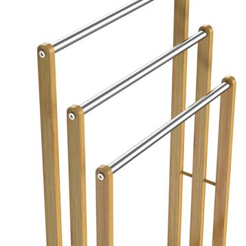 Handdoekenrek Bamboe met 3 Stangen RVS (Badkamer, Interieur), Verzenden, Nieuw