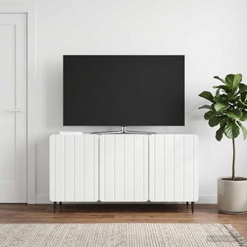 vidaXL TV-kast 99 x 34,5 x 52 cm Hoogglans Wit Bewerkt hout, Minder dan 50 cm, Verzenden, Nieuw, Minder dan 100 cm
